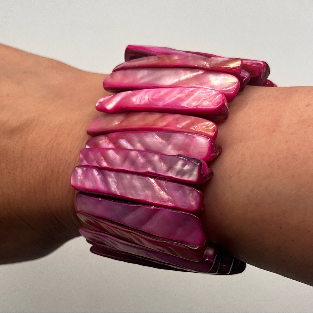 PINK JEWELED STONE ELASTIC BRACELET